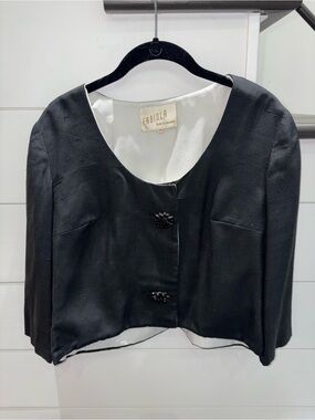 Vintage Cropped Evening Jacket Black Medium
